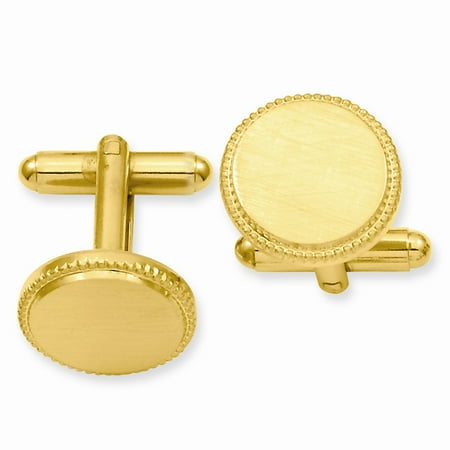 Gold-plated Engravable Florentined Round Beaded Cuff Links