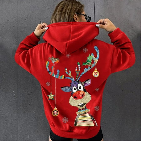 jsaierl Womens Hoodies Sweatshirts Christmas Printed Drawstring Pullover Long Sleeve Cute Tops for Women Skin-Friendly Hoodies Sweatshirt for Holiday
jsaierl Womens Hoodies Sweatshirts Christmas Printed Drawstring Pullover Long Sleeve Cute Tops for Women Skin-Friendly Hoodies Sweatshirt for Holiday