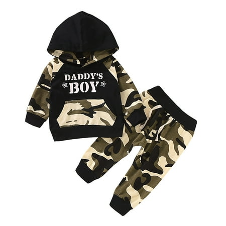 

KIMI BEAR Newborn Baby Boys Outfits 3 Months Newborn Boy Autumn Outfits 6 Months Newborn Boy Casual DADDY BOY Letter Print Hooded Long Sleeve Hoodie + Pants 2PCs Set Camouflage