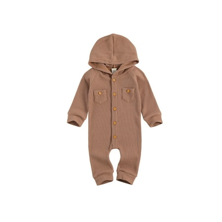 Gureui Newborn Baby s Solid One-piece Rompe Long Sleeve Front Single Breasted Hooded Bodysuit with Two Front Pockets
Gureui Newborn Baby s Solid One-piece Rompe Long Sleeve Front Single Breasted Hooded Bodysuit with Two Front Pockets