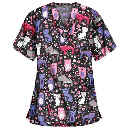 Women Scrubs Top Nurses Clothing Working Uniform Top Care Workwear Short Sleeve V-Neck Cartoon Printed Fashion
Women Scrubs Top Nurses Clothing Working Uniform Top Care Workwear Short Sleeve V-Neck Cartoon Printed Fashion