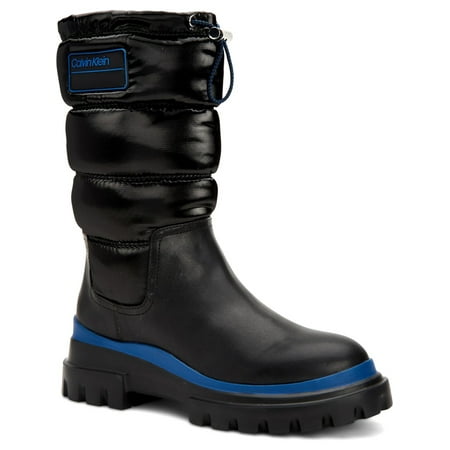 

CALVIN KLEIN Womens Black Water/Slip Resistant Puffy Stitch Detail Laeton Round Toe Block Heel Snow Boots 6.5 M