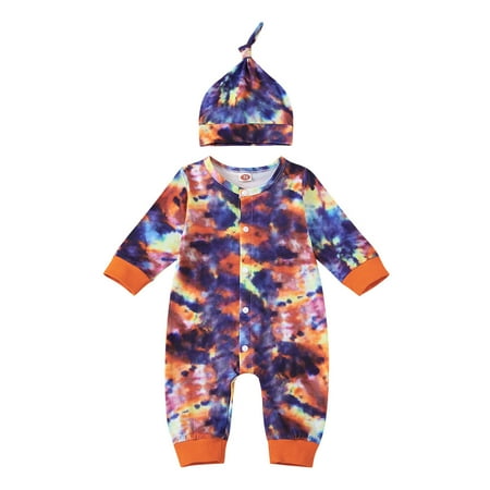 Kids Baby Boys Girls Long Sleeve Tie Dye Patchwork Romper Jumpsuit With Hat Outfits Set 2PCS Clothes
Kids Baby Boys Girls Long Sleeve Tie Dye Patchwork Romper Jumpsuit With Hat Outfits Set 2PCS Clothes