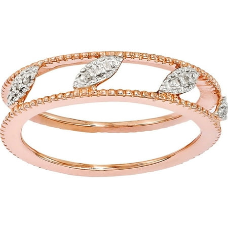 Diamond Sterling Silver Rose Gold-Plated Jacket Ring