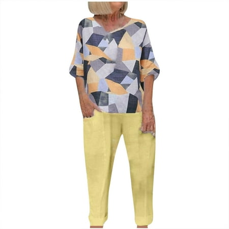 Dadaria 2 Piece Outfits for Women Pants Sets Going Out Two Piece Printed Half Sleeve Round Neck Tops Solid Long Pants Yellow M Female
Dadaria 2 Piece Outfits for Women Pants Sets Going Out Two Piece Printed Half Sleeve Round Neck Tops Solid Long Pants Yellow M Female