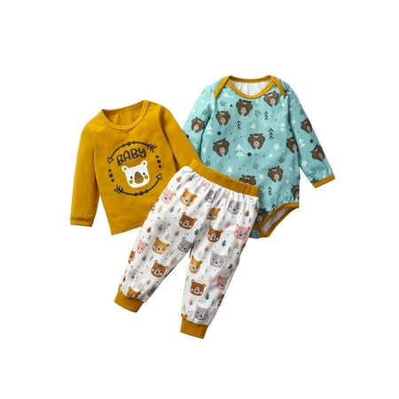 IZhansean 3Pcs Newborn Baby Boy Girl Long Sleeve Bear Print Romper Tops+Pants Casual Outfits Brown 18-24 Months
IZhansean 3Pcs Newborn Baby Boy Girl Long Sleeve Bear Print Romper Tops+Pants Casual Outfits Brown 18-24 Months