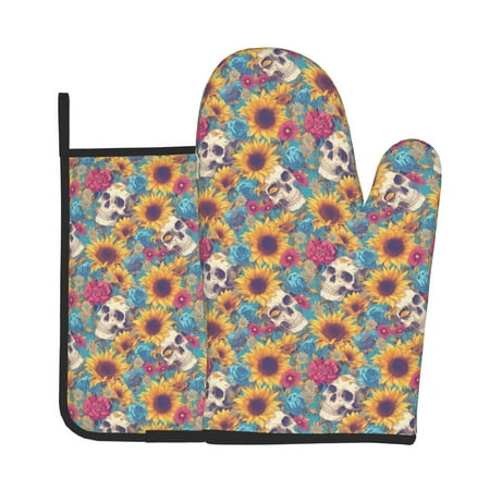 Lukts colorful Skull sunflower Print Kitchen Heat-Resistant Gloves and Spacers 2pcs Set Suitable for Baking and Cooking
Lukts colorful Skull sunflower Print Kitchen Heat-Resistant Gloves and Spacers 2pcs Set Suitable for Baking and Cooking