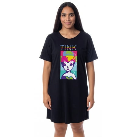 Disney Womens Tinker Bell Pop Art Character Nightgown Sleep Pajama Shirt