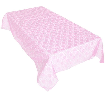 Sheer Lace Tablecloth Overlay Wedding and Party Decoration Pink