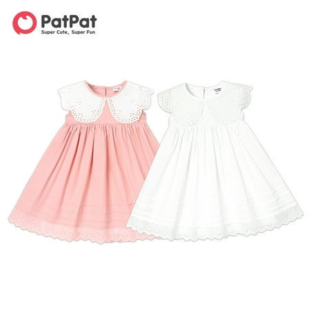 PatPat Baby Girl Wedding Solid Textured Statement Collar Tank Dress