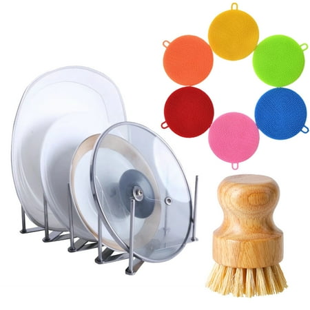 CLOBQAN 5 PCS Kitchen Products Collapsible Stainless Steel Lid and Bowl Holder Wooden Sisal Wool Pot Brush and 3pcs Silicone Bowl Brush
CLOBQAN 5 PCS Kitchen Products Collapsible Stainless Steel Lid and Bowl Holder Wooden Sisal Wool Pot Brush and 3pcs Silicone Bowl Brush