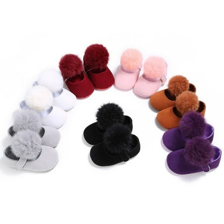 Hair Ball Shoes Newborn-18 M Baby Girls Shoes Infant Toddler Soft Crib Shoes