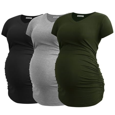 Smallshow Women s V Neck Maternity Tops Clothes Short Sleeve Pregnancy T Shirts 3-Pack
Smallshow Women s V Neck Maternity Tops Clothes Short Sleeve Pregnancy T Shirts 3-Pack