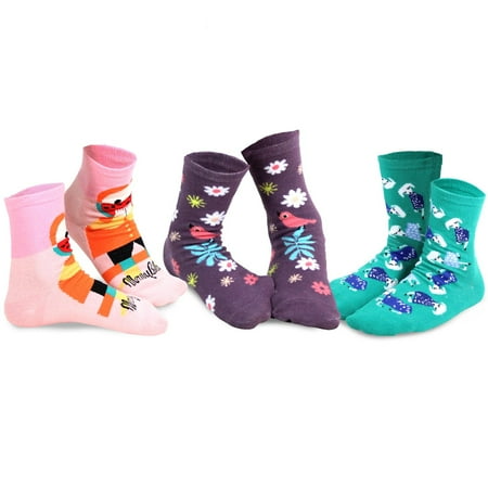 Mary Blair 3-Pack Set Pink and Blue Magic and Whimsy Novelty Kids Cotton Crew Socks