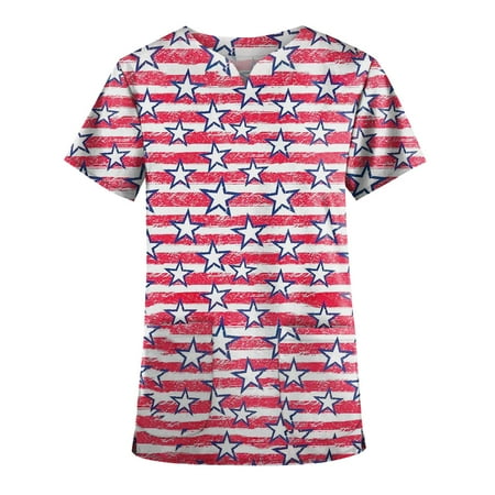 TKing Fashion Womens Summer Plus Size Independence Day Short Sleeve V-Neck Printed Tops Scrub Nursing Working Uniform T-Shirt with Pocket Pink 5XL
TKing Fashion Womens Summer Plus Size Independence Day Short Sleeve V-Neck Printed Tops Scrub Nursing Working Uniform T-Shirt with Pocket Pink 5XL