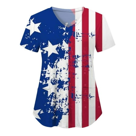 Women Summer Independence Day Printed Care V-Neck Scrubs Top Uniform Nurses Clothing Workwear Leisure Clothes
Women Summer Independence Day Printed Care V-Neck Scrubs Top Uniform Nurses Clothing Workwear Leisure Clothes