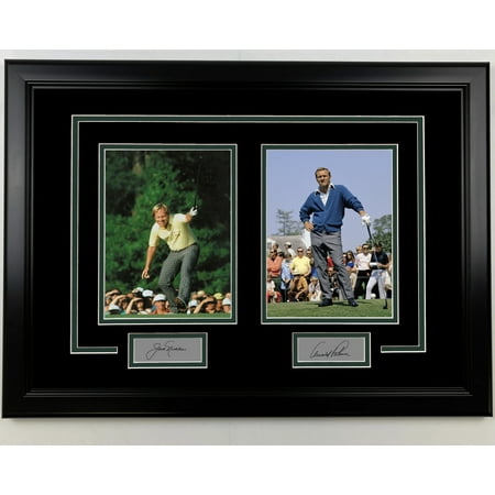 

Framed Jack Nicklaus Arnold Palmer Facsimile Laser Engraved Signatures 17x23 Dual Golf Photo