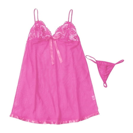 DNDKILG Womens Mesh Sexy Sleepwear V Neck Nightgown Babydoll Lace Teddy Lingerie Hot Pink S
DNDKILG Womens Mesh Sexy Sleepwear V Neck Nightgown Babydoll Lace Teddy Lingerie Hot Pink S