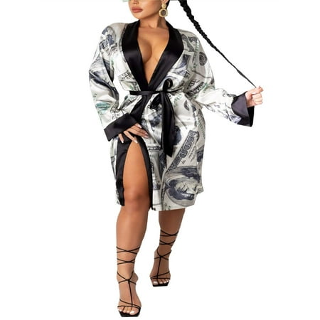 Mubineo Women s Satin Robe Trendy Dollar Print Long Sleeve Silky Kimono Bathrobe Sleepwear with Belt
Mubineo Women s Satin Robe Trendy Dollar Print Long Sleeve Silky Kimono Bathrobe Sleepwear with Belt