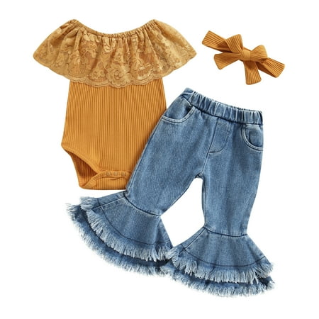 Blotona Toddler Baby Girls Jeans Pants Set Sleeveless Lace Patchwork Romper with Tasseled Denim Flare Pants and Headband
Blotona Toddler Baby Girls Jeans Pants Set Sleeveless Lace Patchwork Romper with Tasseled Denim Flare Pants and Headband