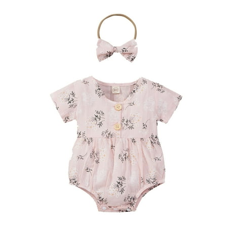 Infant Girls Bodysuits Floral Printed Short Sleeve Headbands Baby Clothes Newborn Kids Children Loose Fashion Outwear Leisure Spring Summer Rompers Jumpsuits
Infant Girls Bodysuits Floral Printed Short Sleeve Headbands Baby Clothes Newborn Kids Children Loose Fashion Outwear Leisure Spring Summer Rompers Jumpsuits