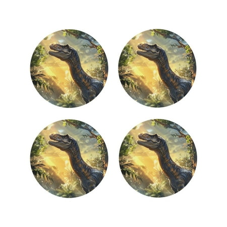 Coasters Set of 4 - Sunshine Jungle Dinosaur Drink Coasters for Tabletop Protection Leather Coasters for Living Room Decor and Housewarming Gift Round Shape
Coasters Set of 4 - Sunshine Jungle Dinosaur Drink Coasters for Tabletop Protection Leather Coasters for Living Room Decor and Housewarming Gift Round Shape