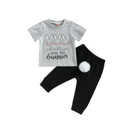 Wassery Toddler Baby Boys Girls Easter Clothes Short Sleeve Round Neck Bunny Print Tops + Jogger Pants with Velvet Ball Tail Summer 2Pcs Outfit 0-3T
Wassery Toddler Baby Boys Girls Easter Clothes Short Sleeve Round Neck Bunny Print Tops + Jogger Pants with Velvet Ball Tail Summer 2Pcs Outfit 0-3T