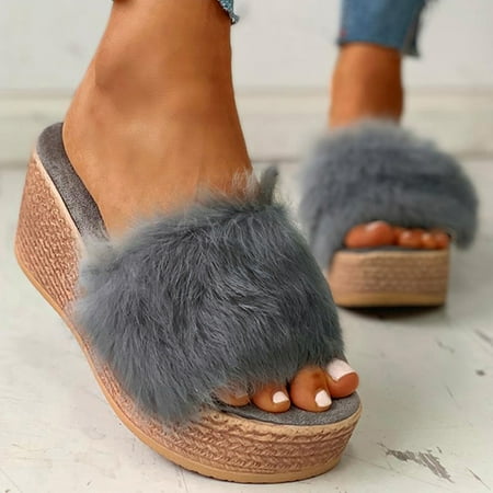 Aayomet Womens Slippers Ladies Fashion Solid Color Fluff Open Toe Platform Thick Bottom Slope Heel Slippers Gray 7.5
Aayomet Womens Slippers Ladies Fashion Solid Color Fluff Open Toe Platform Thick Bottom Slope Heel Slippers Gray 7.5