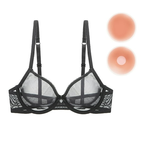 Varsbaby Women s Sexy Lace Bra See Through Underwear with Nipple Cover