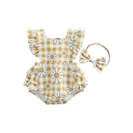 TheFound 2pcs Summer Baby Girls Sweet Romper Ruffles Fly Sleeve Sunflower Plaids Print Jumpsuit Headband Set
TheFound 2pcs Summer Baby Girls Sweet Romper Ruffles Fly Sleeve Sunflower Plaids Print Jumpsuit Headband Set