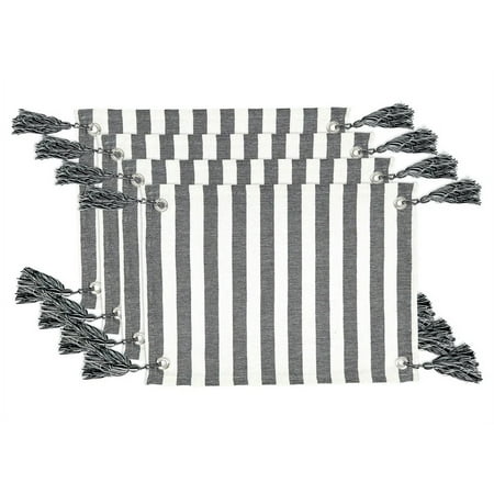 Fennco Styles Classic Striped Tassel Cotton Placemats 14 W x 20 L Set of 4 - Black & White Table Mats for Home Décor Dining Table Holiday Banquets and Special Occasion
Fennco Styles Classic Striped Tassel Cotton Placemats 14 W x 20 L Set of 4 - Black & White Table Mats for Home Décor Dining Table Holiday Banquets and Special Occasion