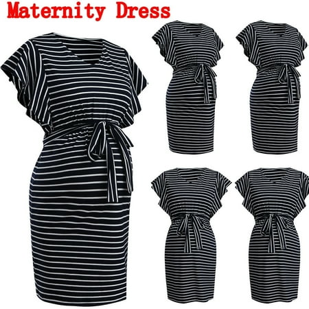 Rewenti Women s Short Sleeve Pregnant Stripe Summer Ladies Strapless Dress Navy M(M)
Rewenti Women s Short Sleeve Pregnant Stripe Summer Ladies Strapless Dress Navy M(M)