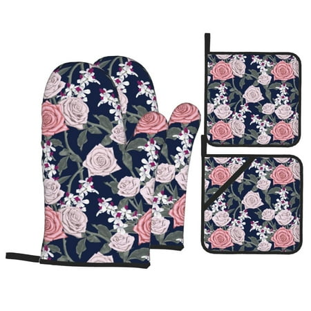 Oven Mitts and Pot Holders Sets 4 pcs Gorgeous Pink Rose Flowers Non-Slip Oven Gloves Potholders Soft Quilted Lining Heat Resistant Gloves Hot Pads for Kitchen Baking Cooking
Oven Mitts and Pot Holders Sets 4 pcs Gorgeous Pink Rose Flowers Non-Slip Oven Gloves Potholders Soft Quilted Lining Heat Resistant Gloves Hot Pads for Kitchen Baking Cooking