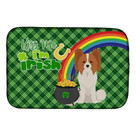 21 x 14 in. Red & White Papillon Saint Patricks Day Dish Drying Mat
