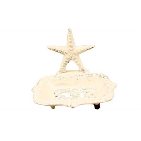 6 in. Whitewashed Cast Iron Starfish Soap Dish