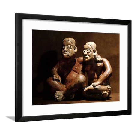 Huastec seated figures of an embracing couple, Ameca region, Mexico, c100 BC - 250 AD Framed Print Wall Art By Werner Forman