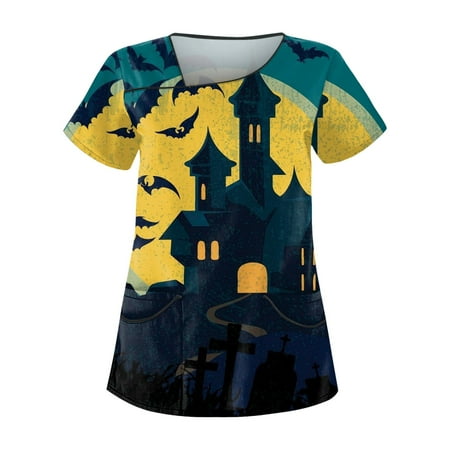 HHei_K medical scrubs for women Women s Casual Printed Short Sleeve Workwear With Double Pocket Top
HHei_K medical scrubs for women Women s Casual Printed Short Sleeve Workwear With Double Pocket Top