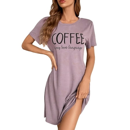Wrcnote Women Night Gowns Short Sleeve Nightgowns Crew Neck Sleep Dress Nightshirt Lounge Pajama Letters Print Sleepwear Purple M
Wrcnote Women Night Gowns Short Sleeve Nightgowns Crew Neck Sleep Dress Nightshirt Lounge Pajama Letters Print Sleepwear Purple M