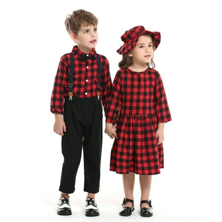 Uccdo Kids Brother and Sister Matching Outfits Set Toddler Girls Long Sleeve Plaid Dresses + Long Pants + Plaid Hat Christmas Clothes 3 Pieces Size 6M-6T
Uccdo Kids Brother and Sister Matching Outfits Set Toddler Girls Long Sleeve Plaid Dresses + Long Pants + Plaid Hat Christmas Clothes 3 Pieces Size 6M-6T