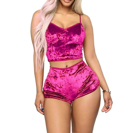 wybzd Women s Velvet 2 Piece Pajamas Outfit V Neck Spaghetti Strap Crop Top+Shorts Sleepwear Nightwear Set Rose Red L
wybzd Women s Velvet 2 Piece Pajamas Outfit V Neck Spaghetti Strap Crop Top+Shorts Sleepwear Nightwear Set Rose Red L