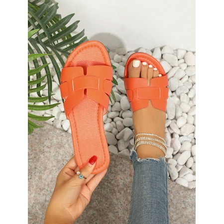 Snakeskin Embossed Cut Out Slide Sandals Women‘s Footwear