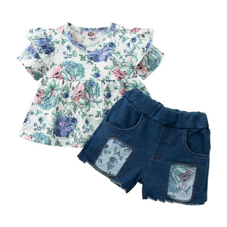 QYZEU Summer Girl Outfits Baby Girl Clothes And Shoes Toddler Girls Ruched Floral Print Tops Jeans Shorts Set Casual Clothes Outfits 24M
QYZEU Summer Girl Outfits Baby Girl Clothes And Shoes Toddler Girls Ruched Floral Print Tops Jeans Shorts Set Casual Clothes Outfits 24M