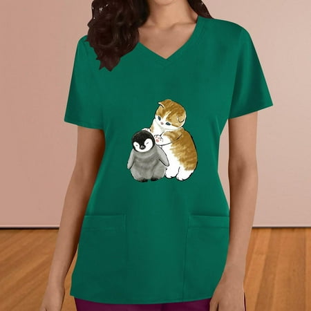 wo-fusoul Summer Savings Clearance! Plus Size Tops for Women Scrubs Top Nurses Uniforms Cute Cartoon Graphics V Neck Working Uniform Short Sleeve Tops T-Shirts Workwear w/ Pockets
wo-fusoul Summer Savings Clearance! Plus Size Tops for Women Scrubs Top Nurses Uniforms Cute Cartoon Graphics V Neck Working Uniform Short Sleeve Tops T-Shirts Workwear w/ Pockets