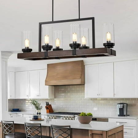 HNGMNGT Stylish Matte Black and Wood Grain Metal Chandelier Fixture with 6 lights - Adjustable Height Ceiling Pendant Light for Living Room Bedroom Dining Room - E26 Base 36.6” Width x
HNGMNGT Stylish Matte Black and Wood Grain Metal Chandelier Fixture with 6 lights - Adjustable Height Ceiling Pendant Light for Living Room Bedroom Dining Room - E26 Base 36.6” Width x