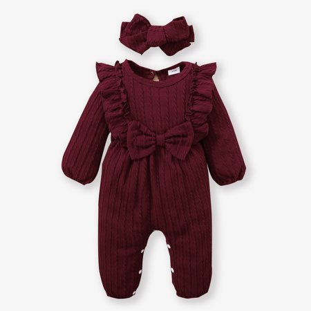 PatPat Newborn Baby Girls Ribbed Jumpsuit with Headband Set 2pcs Cotton Ruffle Long Sleeve Infant Romper Outfits Snap Closure 0-18month
PatPat Newborn Baby Girls Ribbed Jumpsuit with Headband Set 2pcs Cotton Ruffle Long Sleeve Infant Romper Outfits Snap Closure 0-18month