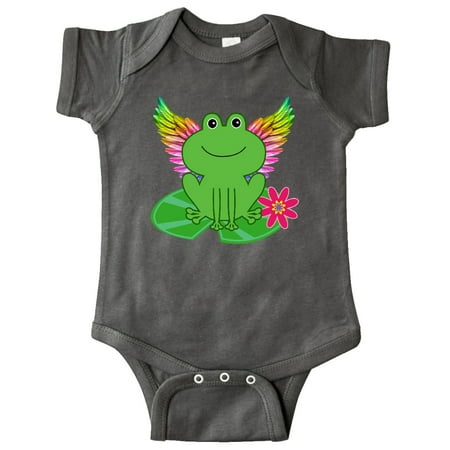 Inktastic Frog Lily Pad Wings Gift Baby Girl Bodysuit