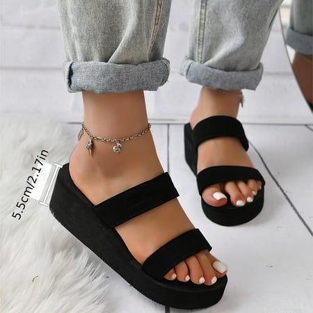 Women s Solid Color Minimalist Sandals Double Bands Lightweight Summer Beach Slides Non-slip Wedge Vacation Slides Wedge Casual Shoes
Women s Solid Color Minimalist Sandals Double Bands Lightweight Summer Beach Slides Non-slip Wedge Vacation Slides Wedge Casual Shoes