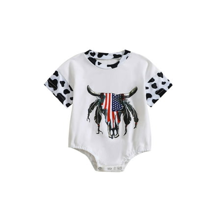 Baby 4th of July Romper Short Sleeve Crew Neck Cow Head Print Bodysuit Newborn Clothes
Baby 4th of July Romper Short Sleeve Crew Neck Cow Head Print Bodysuit Newborn Clothes