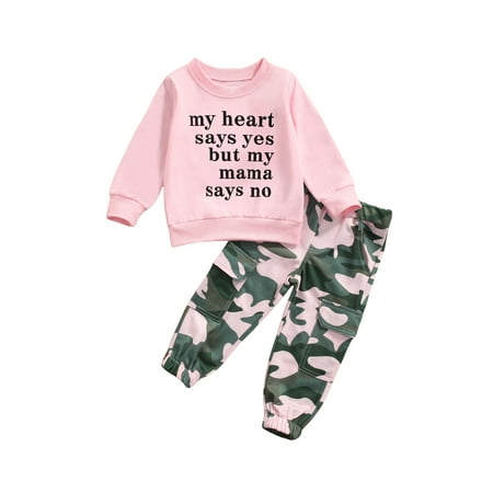 Bagilaanoe Little Girl 2PCS Long Pants Set Long Sleeve Letter Pullovers Tops + Camouflage Trousers 1T 2T 3T 4T 5T 6T Kids Spring/Fall Sweatsuit
Bagilaanoe Little Girl 2PCS Long Pants Set Long Sleeve Letter Pullovers Tops + Camouflage Trousers 1T 2T 3T 4T 5T 6T Kids Spring/Fall Sweatsuit