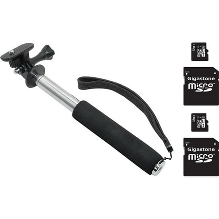 DigPro GoPro Accessory Kit: Selfie Stick and 2 (Two) 32GB Micro SD Cards